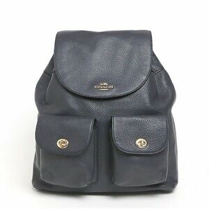 Coach Billie Pebbled Leather Flap Backpack with Gold Hardware